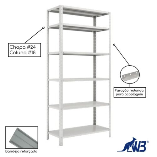 Estante de Aço com 06 Bandejas 40 cm (26/20) - Imagem 3