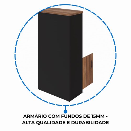 Armário Alto Semi-Aberto – 1,61×0,80×0,45m NOGAL SEVILHAPRETO - Imagem 2