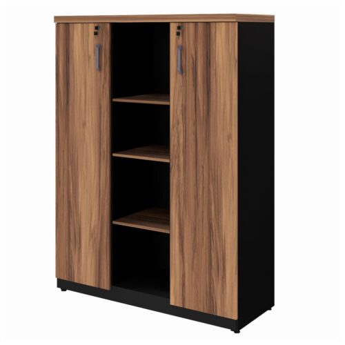 Armário Alto Credenza com Nicho – 1,61×1,20×0,45m NOGAL SEVILHA/PRETO