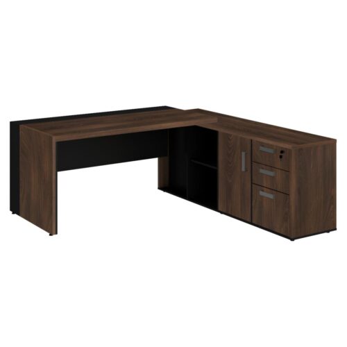 Mesa PRESIDENTE c Armário Pedestal – 1,82×1,80m MARSALA  PRETO