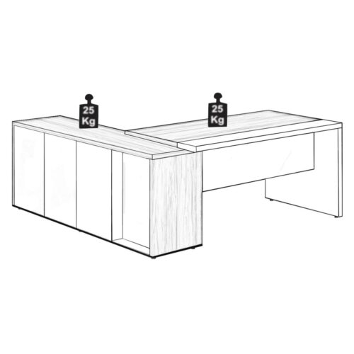 Mesa PRESIDENTE c Armário Pedestal – 1,82×1,80m MARSALA  PRETO - Imagem 2