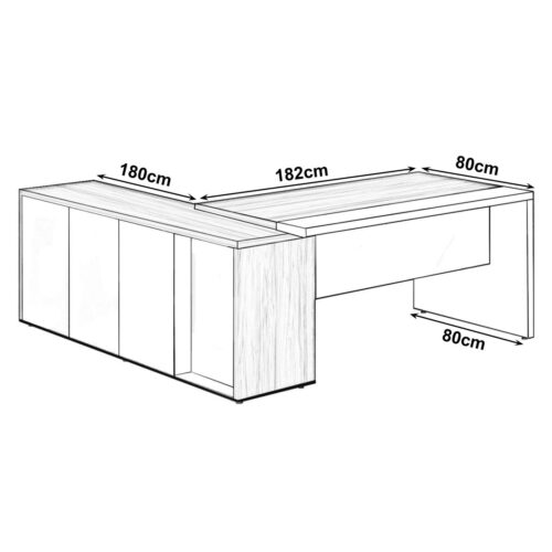 Mesa PRESIDENTE c Armário Pedestal – 1,82×1,80m MARSALA  PRETO - Imagem 3