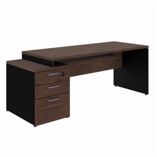 Mesa PEDESTAL RETA (03 Gavetas) 1,92X0,70m Marsala/Preto