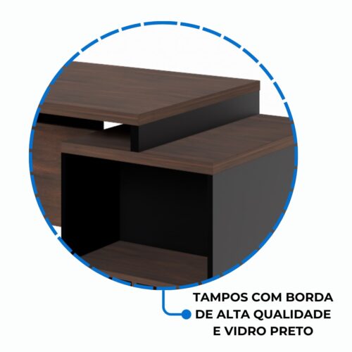Mesa PEDESTAL RETA (03 Gavetas) 1,92X0,70m Marsala/Preto - Imagem 4