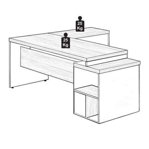 Mesa PEDESTAL VIDRO FUMÊ com MESA AUXILIAR – 1,92×1,60m MARSALA  PRETO - Imagem 4