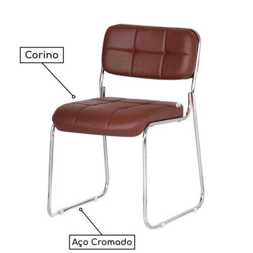 Cadeira Fixa Estofada Denver – Cor Café – PMD - Imagem 2