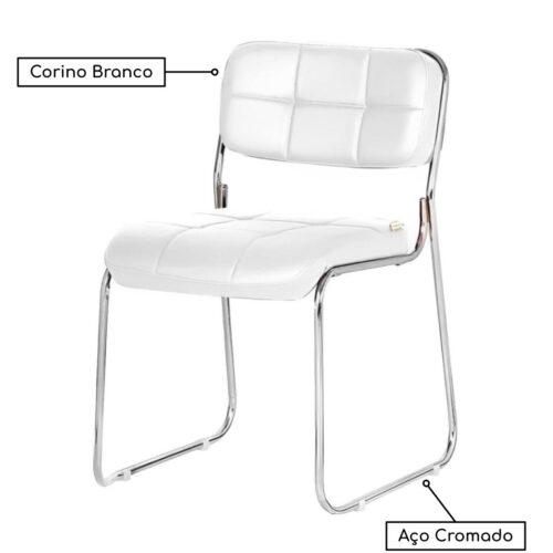 Cadeira Fixa Estofada Denver – Cor Branco  POLLO MÓVEIS - Imagem 2
