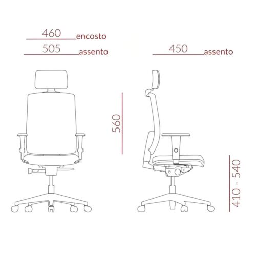 Poltrona Presidente Brizza BACKSYSTEM – TELA Preta – PLAXMETAL - Imagem 4