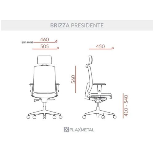 Poltrona Presidente TELA BRIZZA C/ Encosto de Cabeça – PMD - Imagem 4