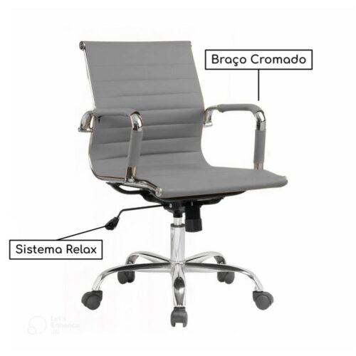 Cadeira Fixa Charles Eames Esteirinha – Cor CINZA - Imagem 3