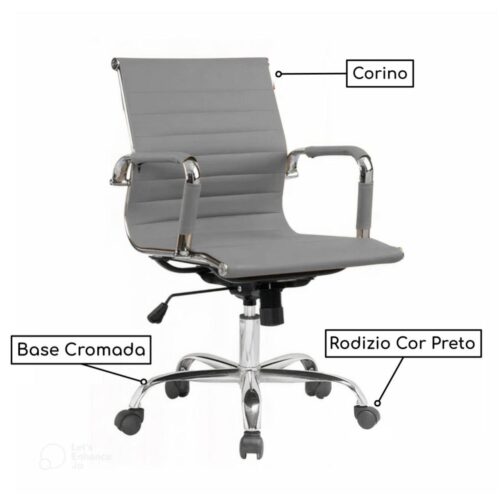 Cadeira Fixa Charles Eames Esteirinha – Cor CINZA - Imagem 2