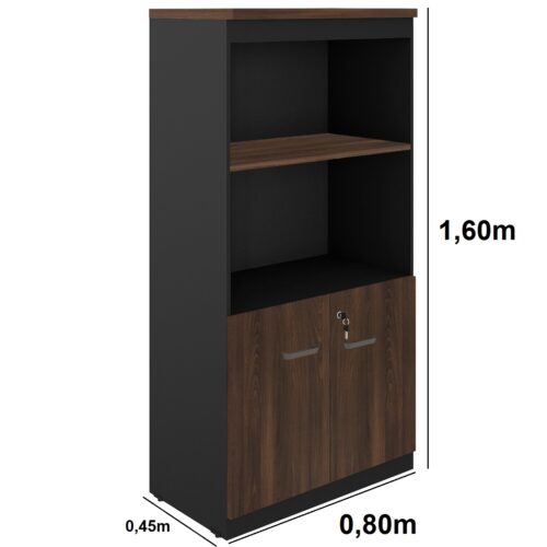 Armário Alto SEMI-ABERTO com 02 Portas – 1,60×0,80×0,45m MARSALA  PRETO - Imagem 3