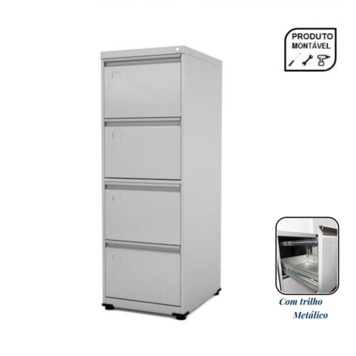 Arquivo de Aço 04 Gavetas – CHAPA # 26 – S/ TRILHO – (57cm)  CZ/CZ – PANDIN - Imagem 2