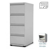 Arquivo de Aço 04 Gavetas – CHAPA # 24 – TRILHO TELESCÓPICO – (67cm) PANDIN