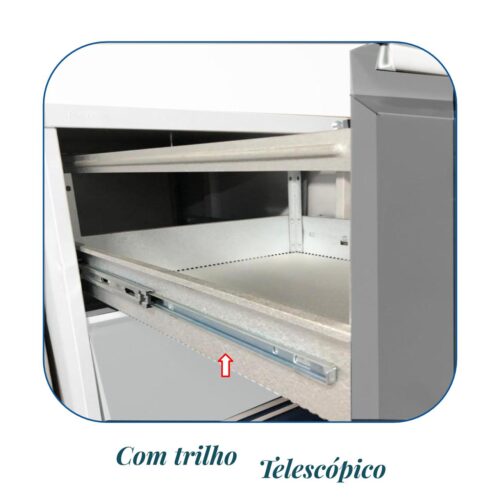 Arquivo de Aço 04 Gavetas – CHAPA # 26 – TRILHO TELESCÓPICO – (57cm) CZ/CZ – PANDIN - Imagem 3