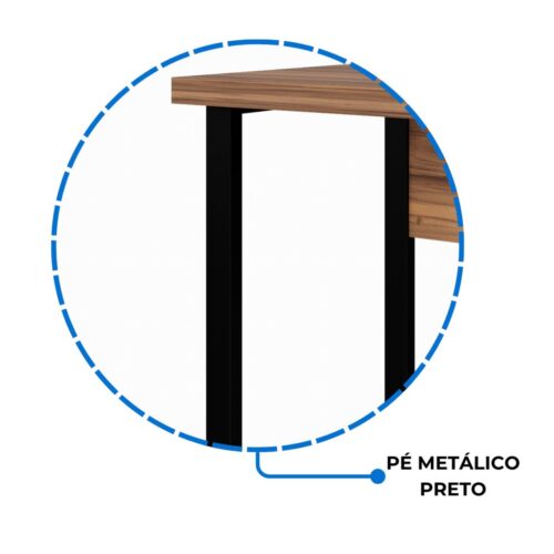 Mesa Escritório 1,50×0,60m -S/Gavetas – NOGAL SEVILHA PRETO - Imagem 3