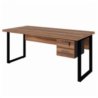 Mesa Escritório 1,70×0,70m – C/ Gavetas – NOGAL SEVILHA/PRETO