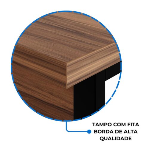 Mesa Escritório 1,70×0,70m – C/ Gavetas – NOGAL SEVILHA/PRETO - Imagem 2