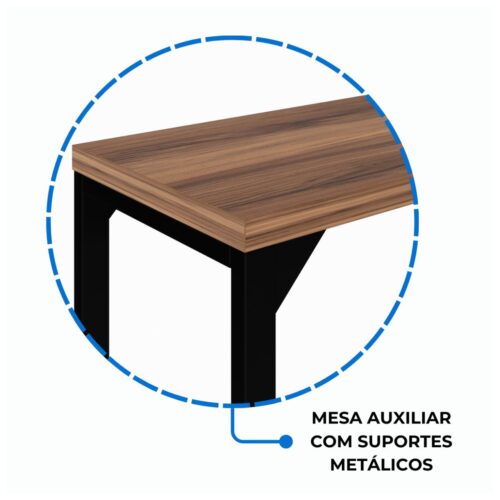 Mesa em L  1,70m + Mesa Auxiliar – C/ Gavetas NOGAL SEVILHA - PRETO - Imagem 2