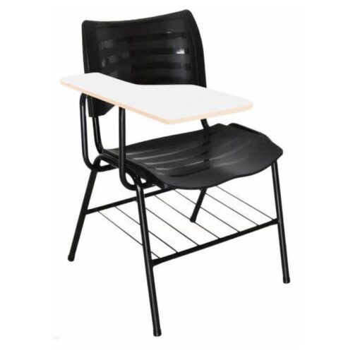 Produto: Cadeira Universitária Plástica Prancheta MDF – Cor Preto Modelo: Cadeira Universitária Plástica Referência do Modelo: Carteira Universitária Plástica Altura (cm): 79 Largura (cm): 48 Profundidade: 40cm Peso Suportado (Kg): 120 Base: de aço reforçado, base montável. Mais informações: Prancheta em madeira, Assento e encosto em polipropileno, Base de aço com pintura eletrostática (montável), Porta Livros. Garantia do Fornecedor: 24 Meses